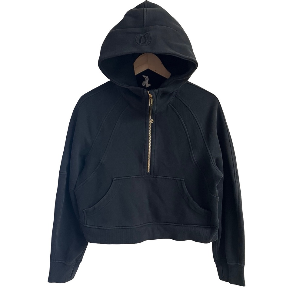 Lululemon Scuba Oversized Half Zip Hoodie Sweatshirt Black Gold XS/S LW3IG3S